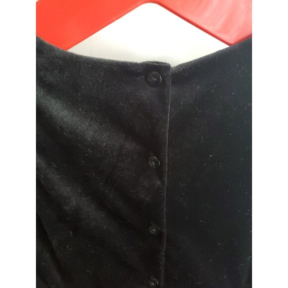 Dollie & Me Girl's Black Velvet Red Plaid Gold Bow Size 10 Tie Back Belt Buttons - Picture 7 of 15